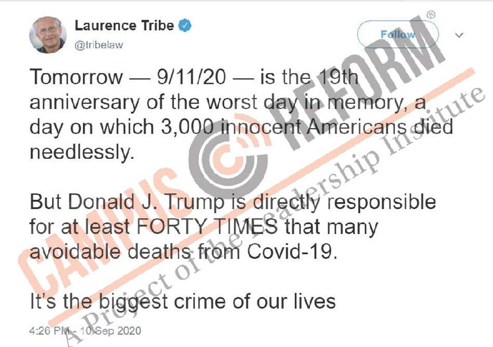 Harvard prof uses 9/11 to blame Trump for COVID deaths