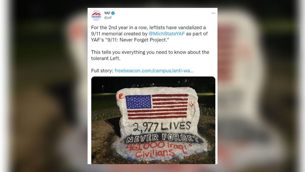 Campus Reform 9 11 memorial vandalized on campus for second year