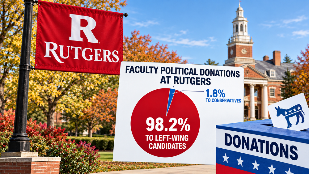 98.2% of political donations from Rutgers University faculty members went to left-wing candidates